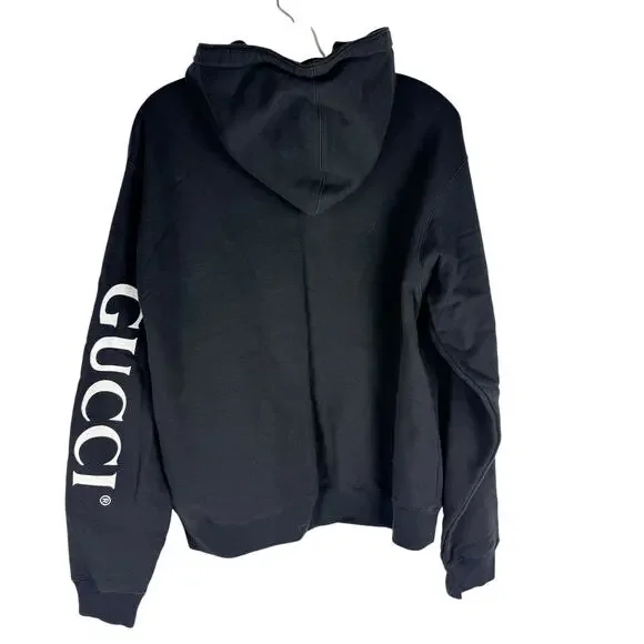 Gucci Half Zip Popover Interlocking GG Hoodie Black Size Small